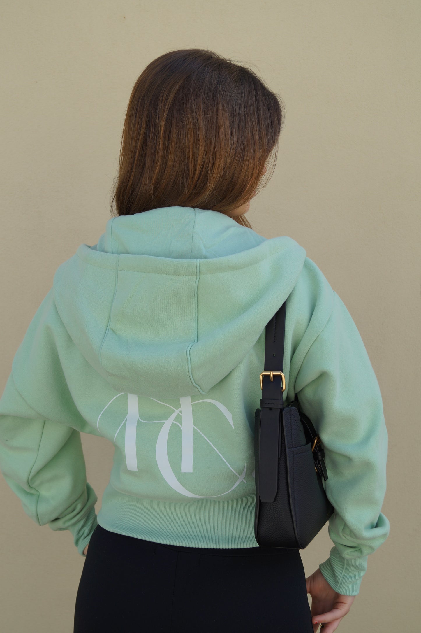 Sea Foam Cropped Zip Hoodie